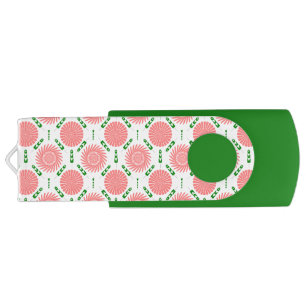 pattern with pink flowers flash drive