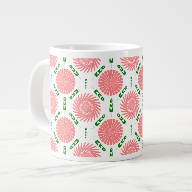  pattern with pink flowers  giant coffee mug (Front Left)