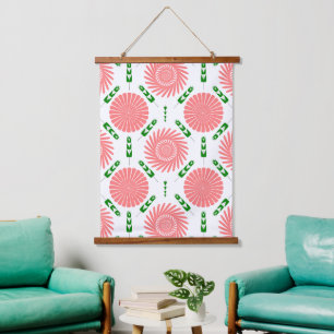 pattern with pink flowers hanging tapestry