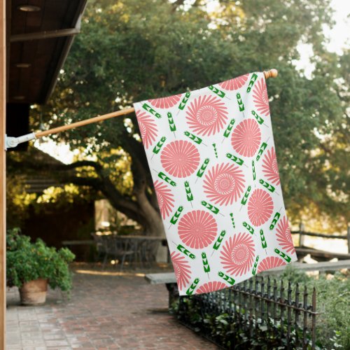  pattern with pink flowers house flag