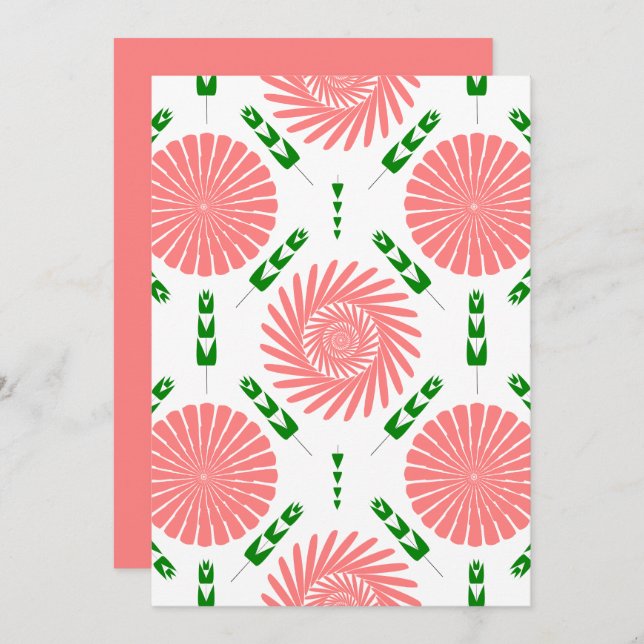  pattern with pink flowers   invitation (Front/Back)