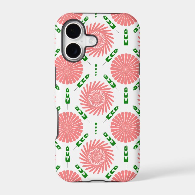  pattern with pink flowers  iphone case (Back)