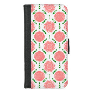 pattern with pink flowers iPhone 8/7 wallet case