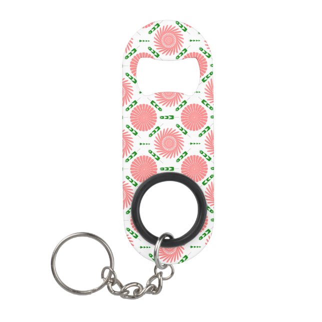  pattern with pink flowers   keychain bottle opener (Front)