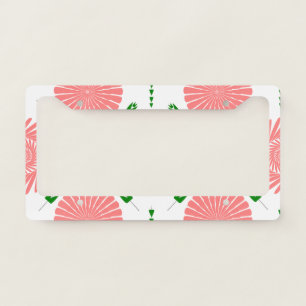 pattern with pink flowers   license plate frame