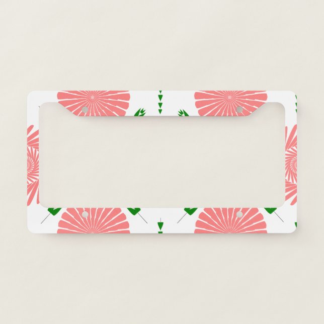  pattern with pink flowers   license plate frame (Front)
