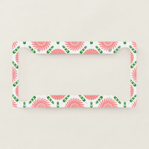  pattern with pink flowers   license plate frame
