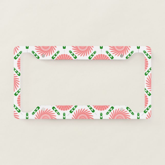  pattern with pink flowers   license plate frame (Front)