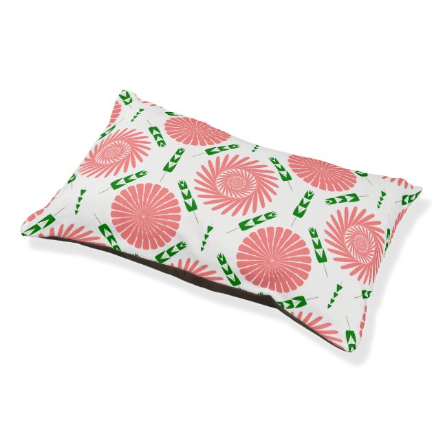  pattern with pink flowers  pet bed (Angled)