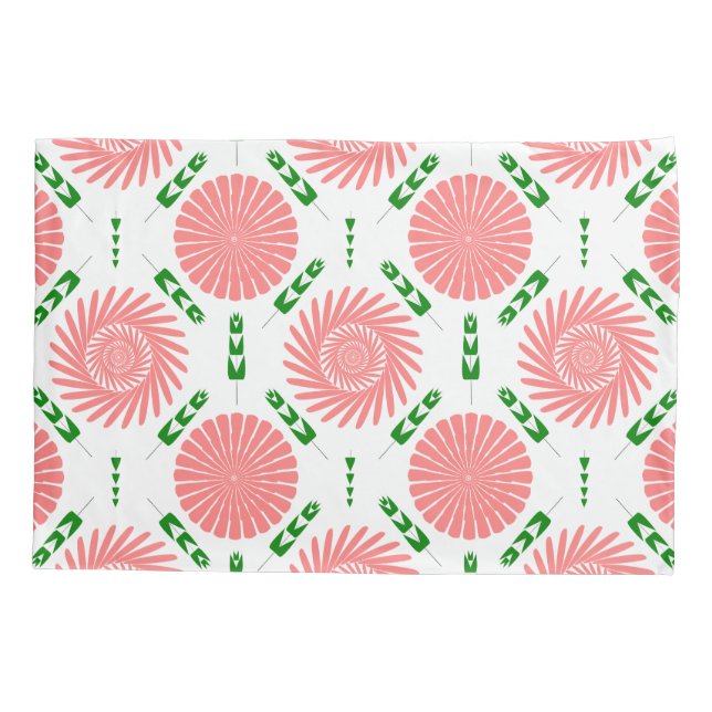  pattern with pink flowers  pillow case (Back)