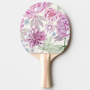 Pattern with pink flowers Ping-Pong paddle