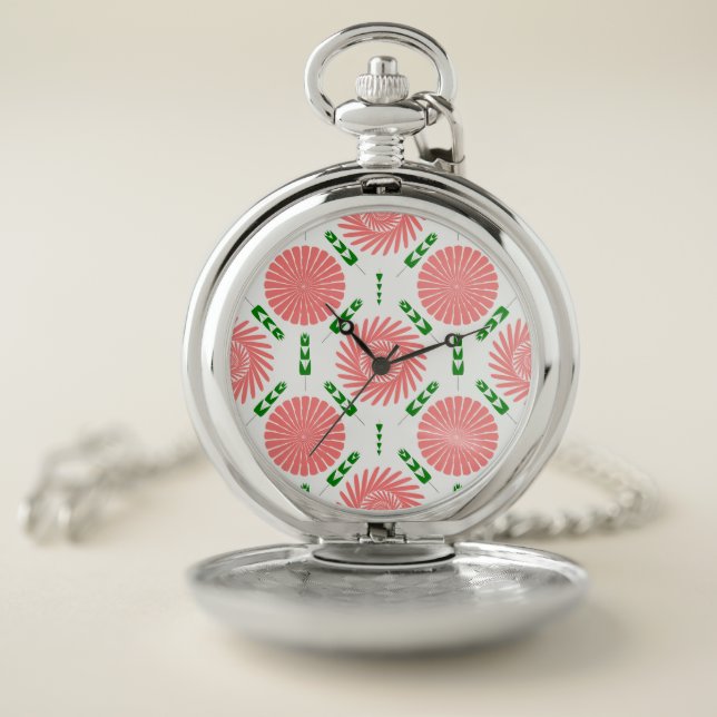  pattern with pink flowers   pocket watch (Inside)