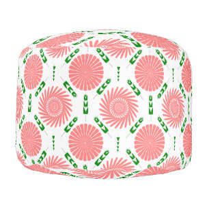  pattern with pink flowers  pouf