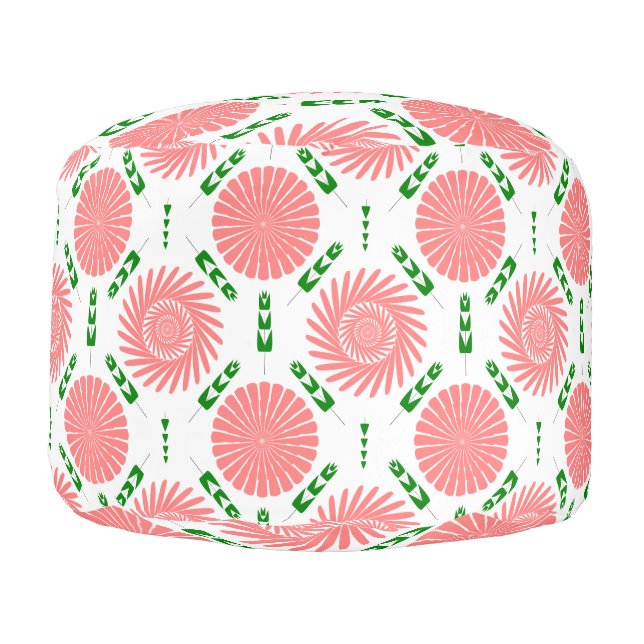  pattern with pink flowers  pouf (Left)