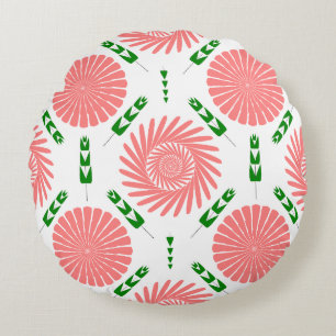 pattern with pink flowers round pillow