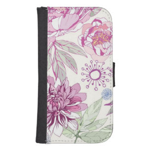 Pattern with pink flowers galaxy s4 wallet case