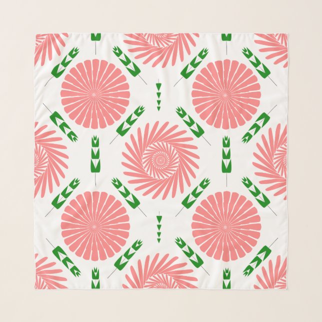  pattern with pink flowers  scarf (Front)