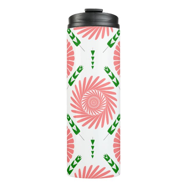  pattern with pink flowers   thermal tumbler (Front)