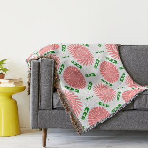  pattern with pink flowers   throw blanket
