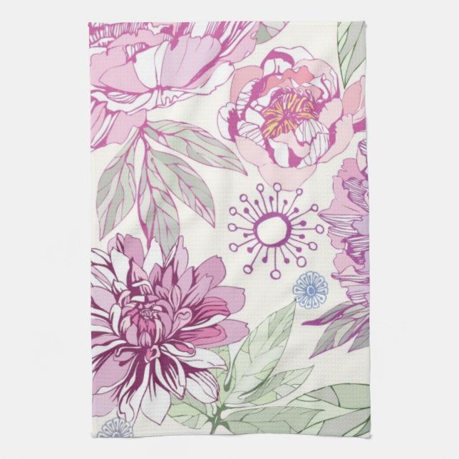 Pattern with pink flowers towel (Vertical)
