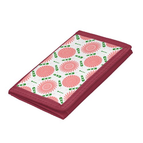  pattern with pink flowers  trifold wallet