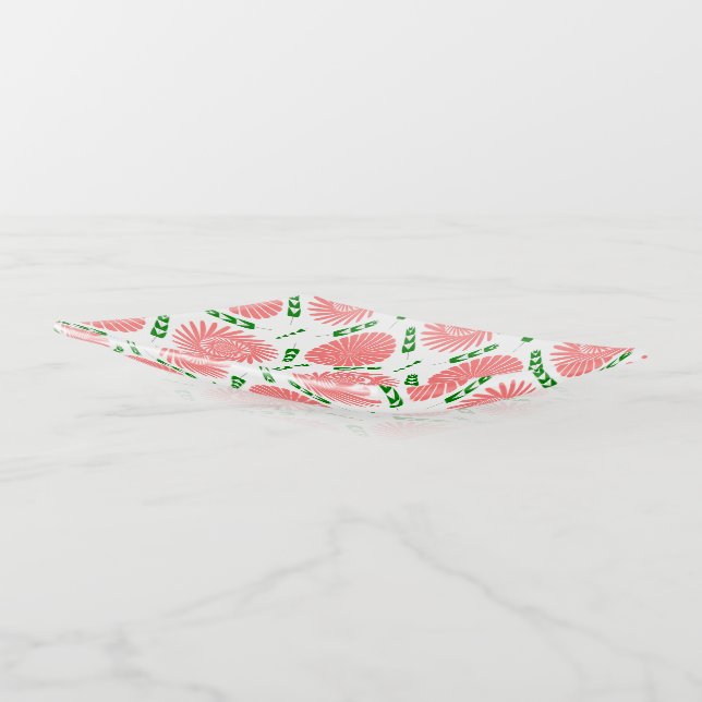  pattern with pink flowers  trinket tray (Angled)