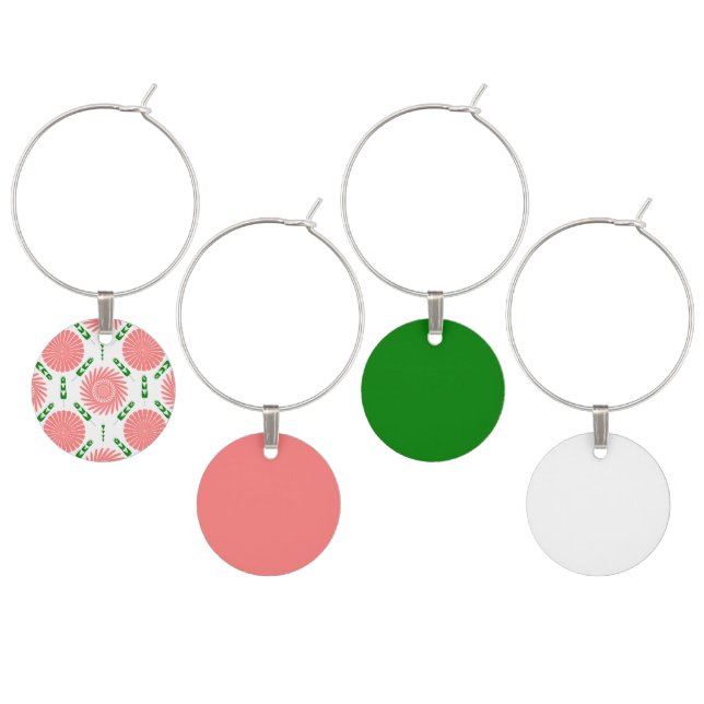  pattern with pink flowers   wine charm (Staggered)