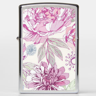 Pattern with pink flowers zippo lighter