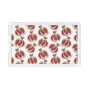 Pattern with pomegranate acrylic tray