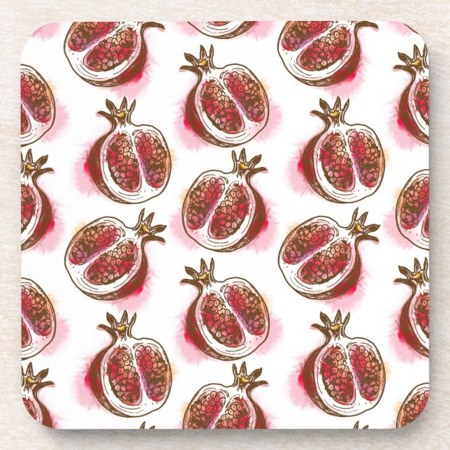 Pattern with pomegranate drink coaster (Front)