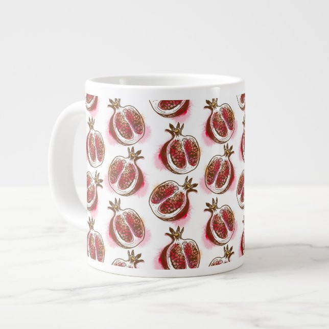 Pattern with pomegranate giant coffee mug (Front Left)