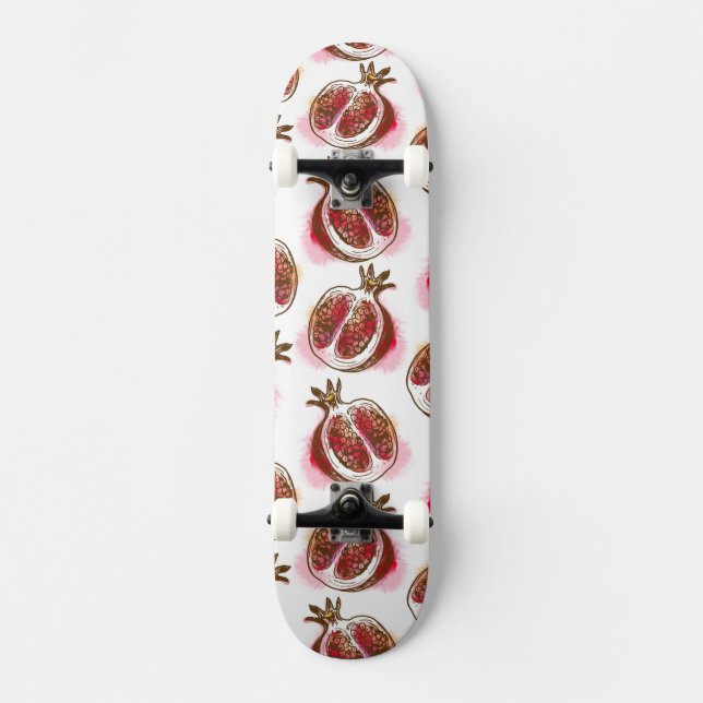 Pattern with pomegranate skateboard deck (Front)