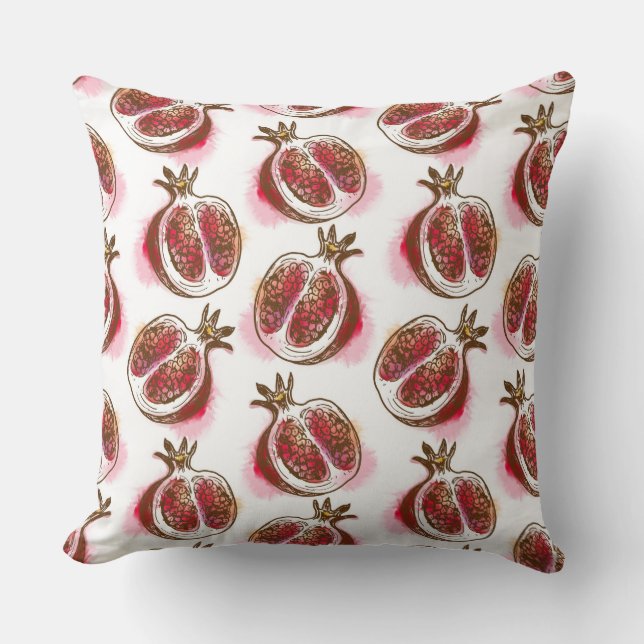 Pattern with pomegranate throw pillow (Front)