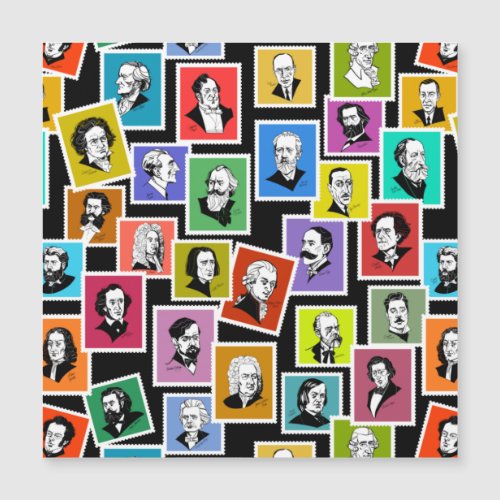 Pattern with portraits of the greatest composers
