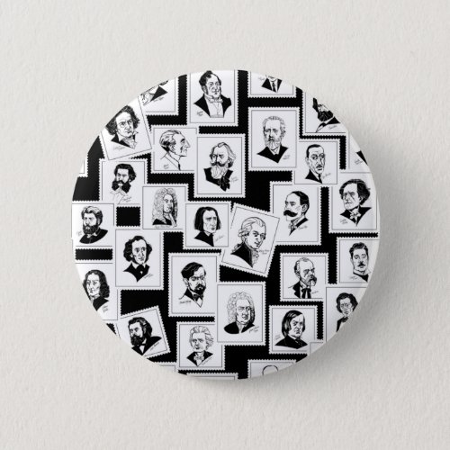 Pattern with portraits of the greatest composers button