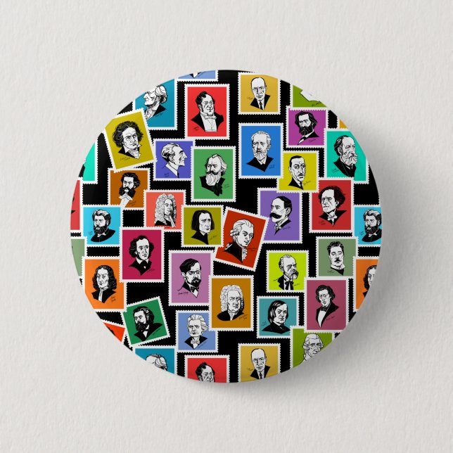 Pattern with portraits of the greatest composers button (Front)