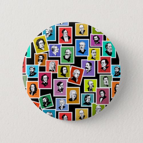 Pattern with portraits of the greatest composers button