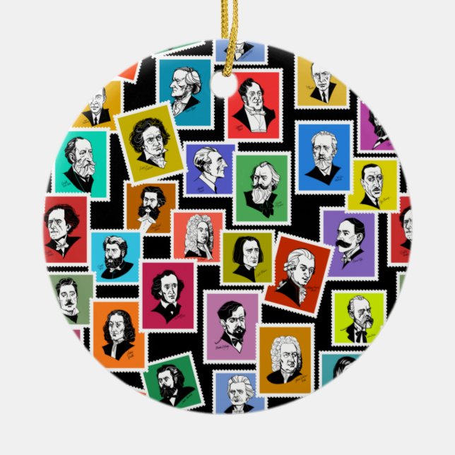 Pattern with portraits of the greatest composers ceramic ornament (Front)