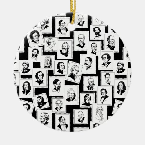Pattern with portraits of the greatest composers ceramic ornament