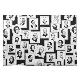 Pattern with portraits of the greatest composers cloth placemat