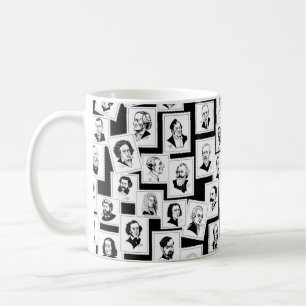 Pattern with portraits of the greatest composers coffee mug