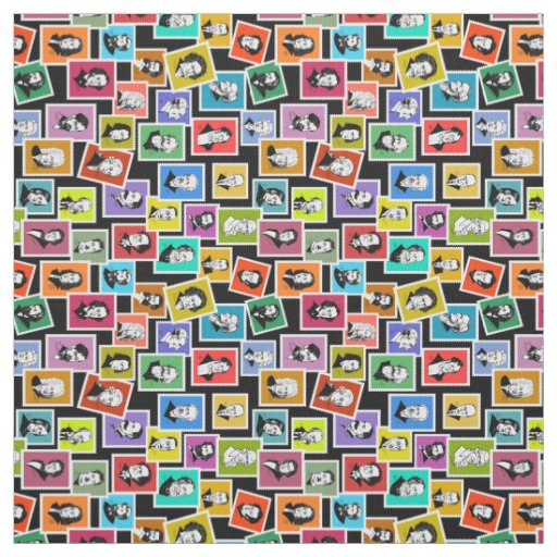 Pattern with portraits of the greatest composers fabric