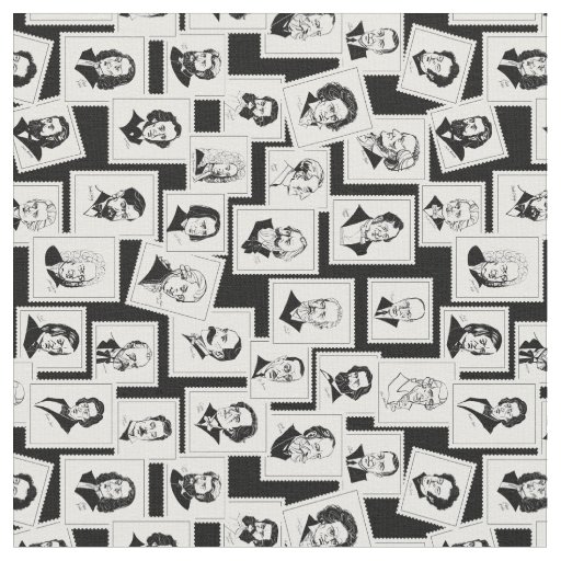 Pattern with portraits of the greatest composers fabric