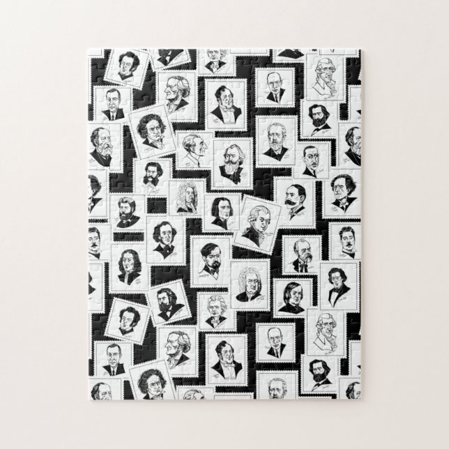 Pattern with portraits of the greatest composers jigsaw puzzle (Vertical)