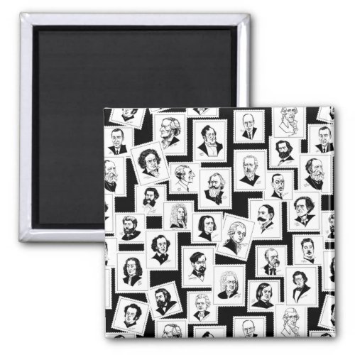 Pattern with portraits of the greatest composers magnet