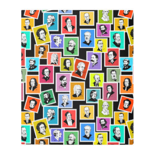 Pattern with portraits of the greatest composers metal print