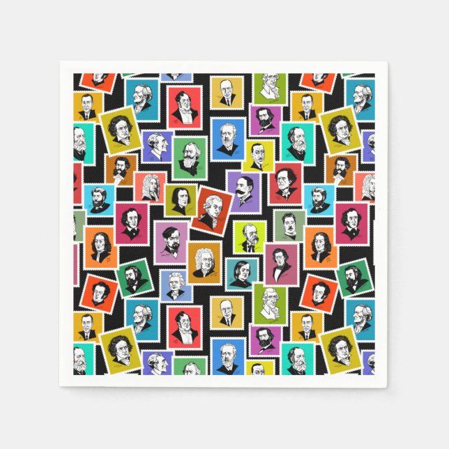 Pattern with portraits of the greatest composers napkins (Front)