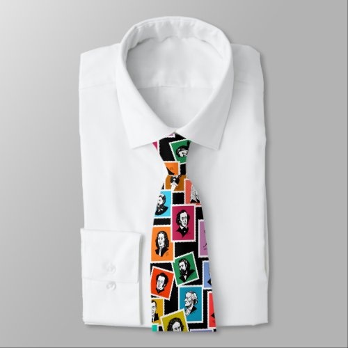 Pattern with portraits of the greatest composers neck tie