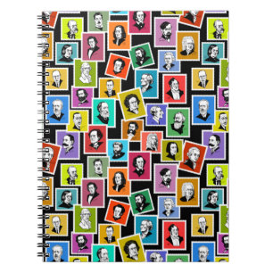 Pattern with portraits of the greatest composers notebook