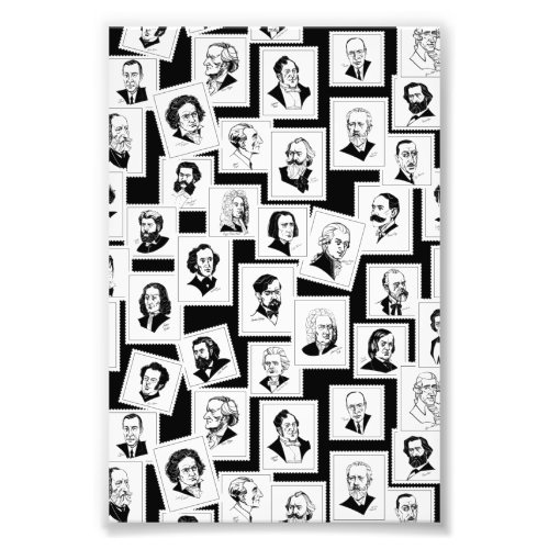 Pattern with portraits of the greatest composers photo print